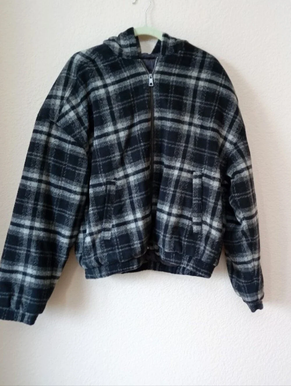 Hollister hooded plaid flannel skater jacket